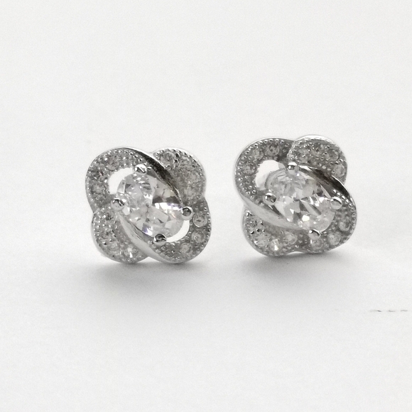 Diamonelle Sterling Silver CZ Love Knot Stud Earrings - Picture 7 of 7